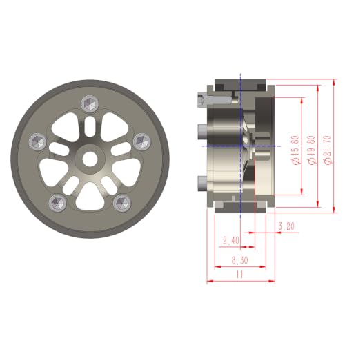 Deep Dish Grade 5 Titanium Wheel Face Aluminum 0.7inch Beadlock Wheels Hubs for 1/30 Axial SCX30 RC Crawler Car Upgrades,Black